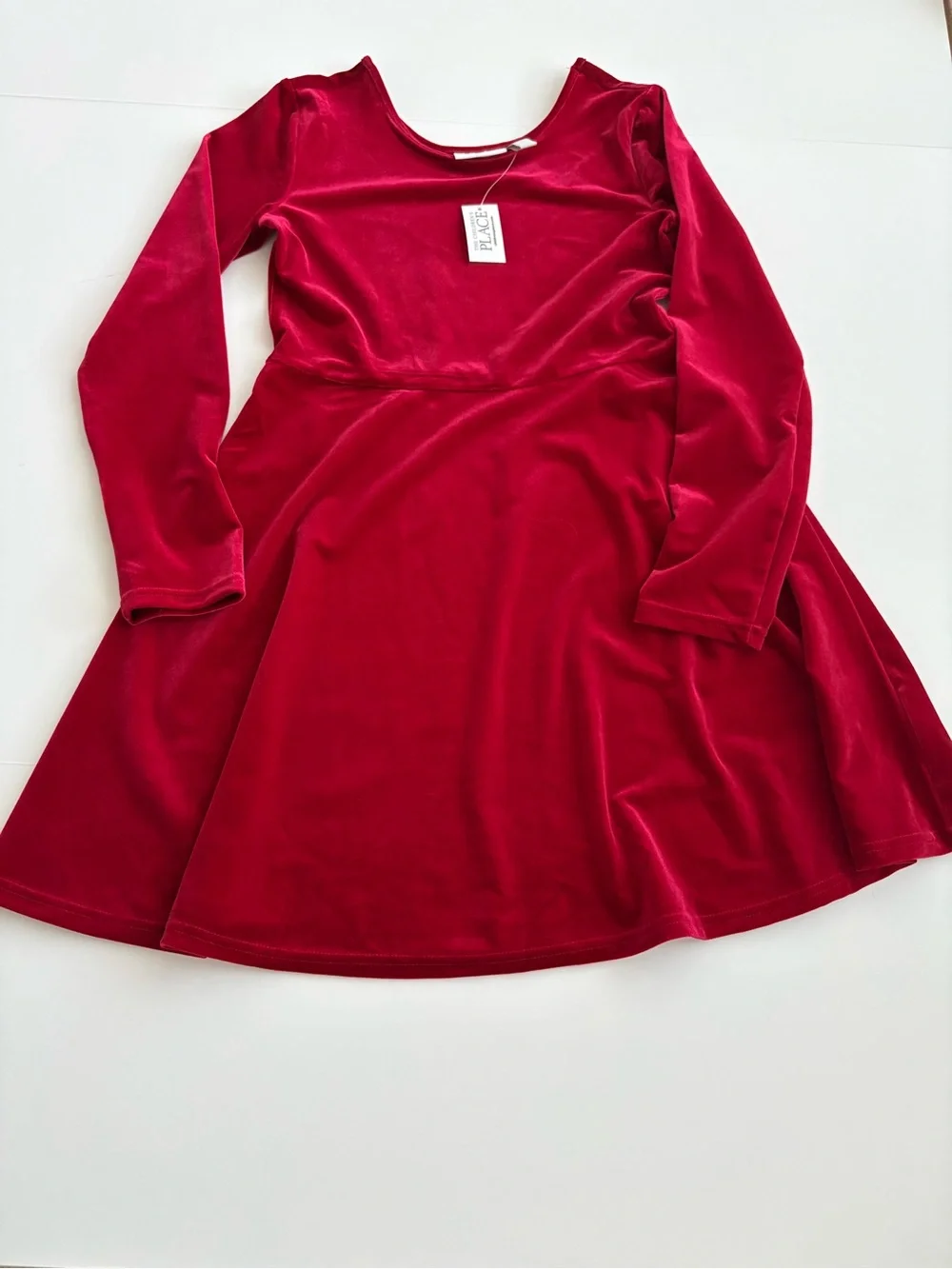 The Children’s Place Girls XL 14 Red Velvet Long Sleeve Holiday Dress NWT